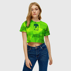 Футболка 3D укороченная женская David Bowie green poly, цвет: 3D-принт — фото 2