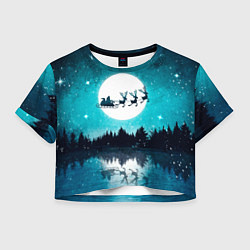 Футболка 3D укороченная женская Ночь нового года, цвет: 3D-принт