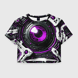 Футболка 3D укороченная женская Фиолетовая сфера киберпанк, цвет: 3D-принт