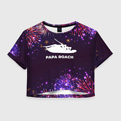 Футболка 3D укороченная женская Праздничный Papa Roach, цвет: 3D-принт