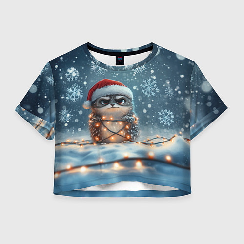 Женский топ Сердитый новогодний ёжик / 3D-принт – фото 1