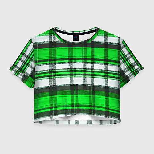 Женский топ Зелёно-белая ткань в клетку / 3D-принт – фото 1