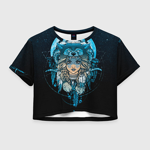 Женский топ Девушка-шаманка в шапке волка / 3D-принт – фото 1