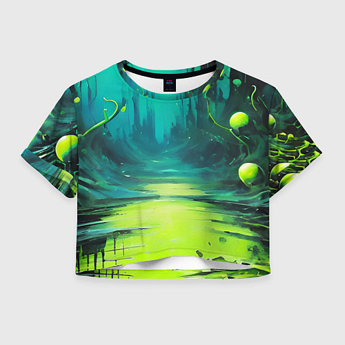 Женский топ Зелёная кислотная абстракция / 3D-принт – фото 1
