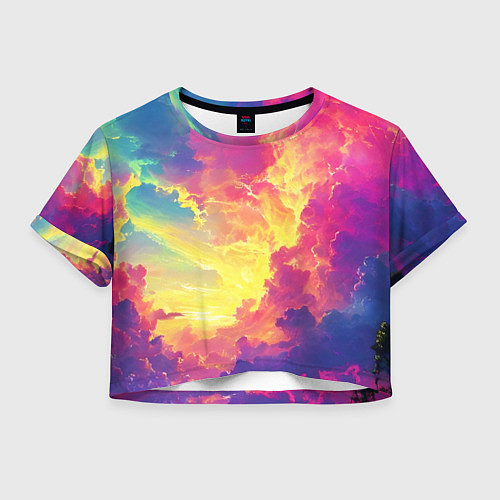 Женский топ Розовые облака на синем небе / 3D-принт – фото 1