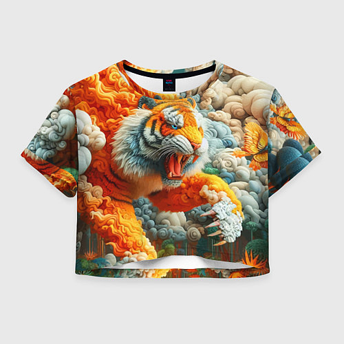 Женский топ Сказочный облачный тигр - нейроарт фантазия / 3D-принт – фото 1