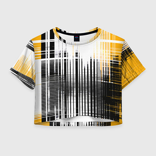 Женский топ Жёлто-чёрный гранж на белом фоне / 3D-принт – фото 1
