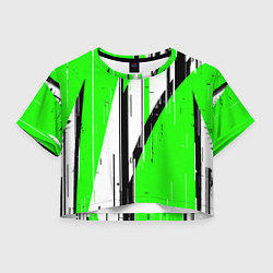 Женский топ Black and white vertical stripes on a green backgr