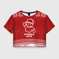 Футболка 3D укороченная женская Новогодний Stumble Guys, цвет: 3D-принт