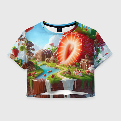 Женский топ Клубничная планета - нейроарт фантазия / 3D-принт – фото 1