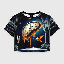 Футболка 3D укороченная женская Течение времени - сюрреализм, цвет: 3D-принт