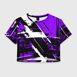 Женский топ Diagonal black and white stripes on a purple backg