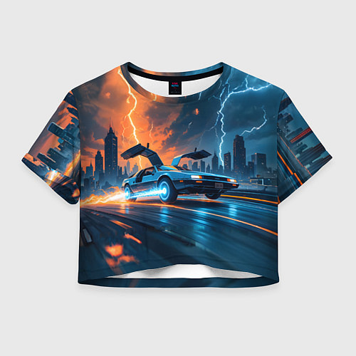 Женский топ Автомобиль и ночные молнии / 3D-принт – фото 1