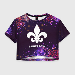 Футболка 3D укороченная женская Праздничный Saints Row, цвет: 3D-принт