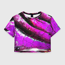 Футболка 3D укороченная женская Розовая волнистая абстракция, цвет: 3D-принт