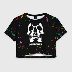 Футболка 3D укороченная женская Deftones конфети, цвет: 3D-принт
