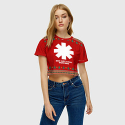 Футболка 3D укороченная женская Red Hot Chili Peppers new year, цвет: 3D-принт — фото 2