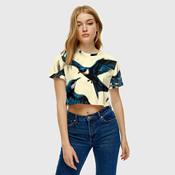 Футболка 3D укороченная женская Ласточки, цвет: 3D-принт — фото 2