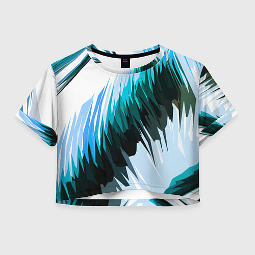 Женский топ Чёрно-синие острые полосы на белом фоне / 3D-принт – фото 1