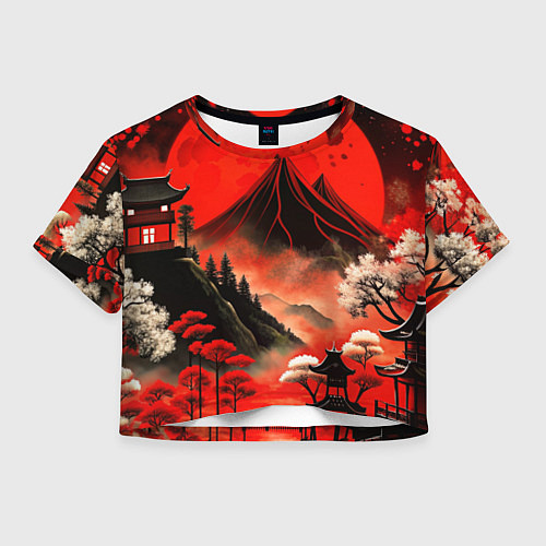 Женский топ Япония природа в красном цвете / 3D-принт – фото 1