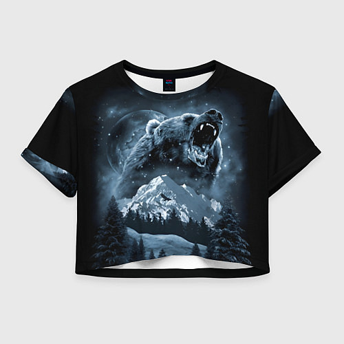 Женский топ Медведь в зимнем лесу / 3D-принт – фото 1