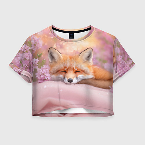 Женский топ Милая лисичка и сирень / 3D-принт – фото 1