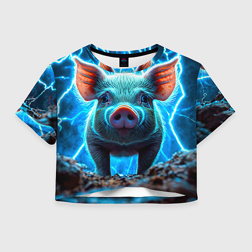 Женский топ Свинья и разряды молний / 3D-принт – фото 1