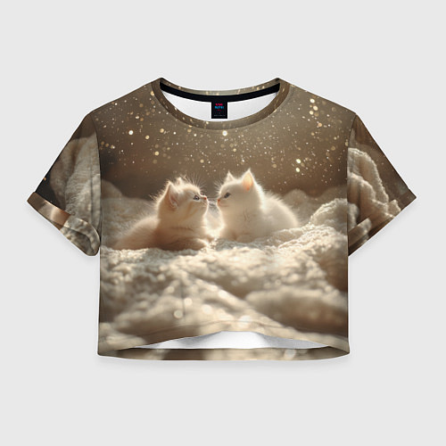Женский топ Белые милые котята / 3D-принт – фото 1