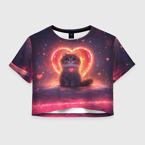 Женский топ Котенок и сердце из света / 3D-принт – фото 1