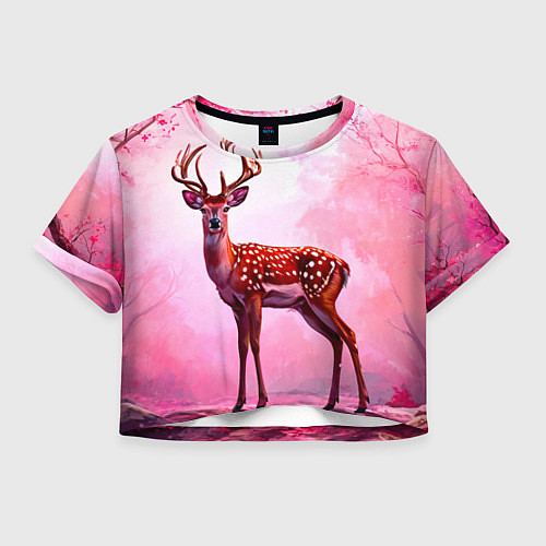 Женский топ Олень в розовом свете / 3D-принт – фото 1