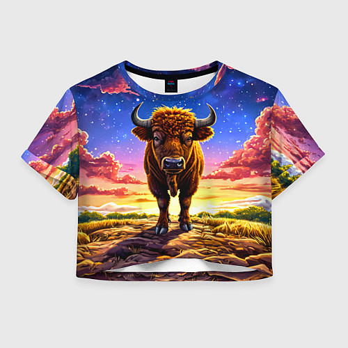 Женский топ Буйвол в звездной ночи / 3D-принт – фото 1