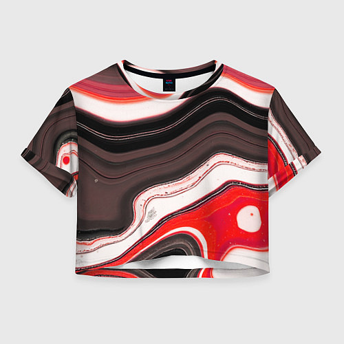 Женский топ Волнистые горизонтальные чёрно-красные полосы на б / 3D-принт – фото 1