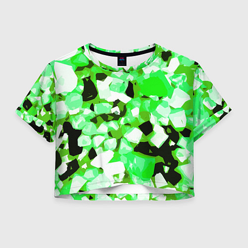 Женский топ Green and white abstraction on a black background / 3D-принт – фото 1