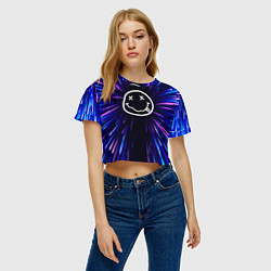 Футболка 3D укороченная женская Nirvana neon energy, цвет: 3D-принт — фото 2