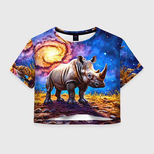 Женский топ Носорог и звездное небо / 3D-принт – фото 1