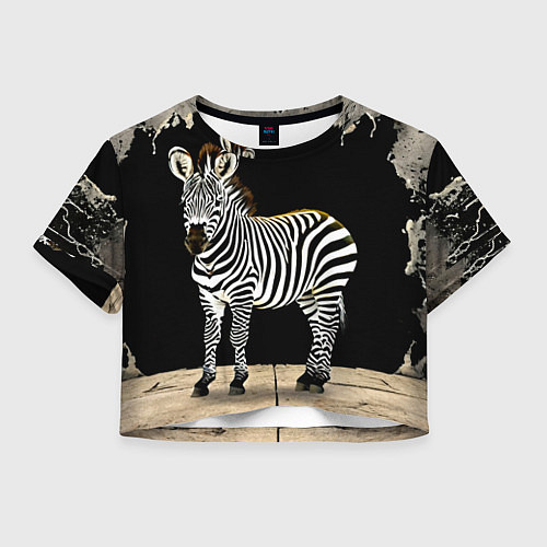 Женский топ Зебра на черном / 3D-принт – фото 1