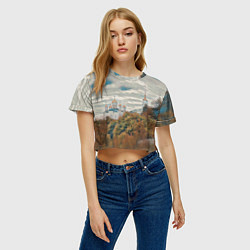 Футболка 3D укороченная женская Храм на горе, цвет: 3D-принт — фото 2