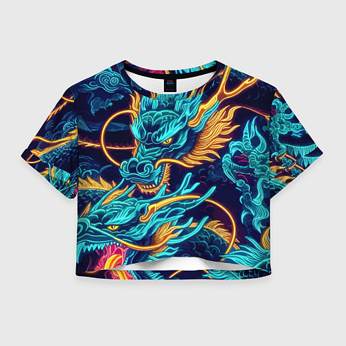 Женский топ Два неоновых дракона - ирезуми / 3D-принт – фото 1