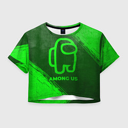 Футболка 3D укороченная женская Among Us - green gradient, цвет: 3D-принт
