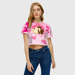 Футболка 3D укороченная женская Любовь мурчащая, цвет: 3D-принт — фото 2