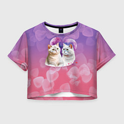 Футболка 3D укороченная женская Кошачья влюбленность, цвет: 3D-принт