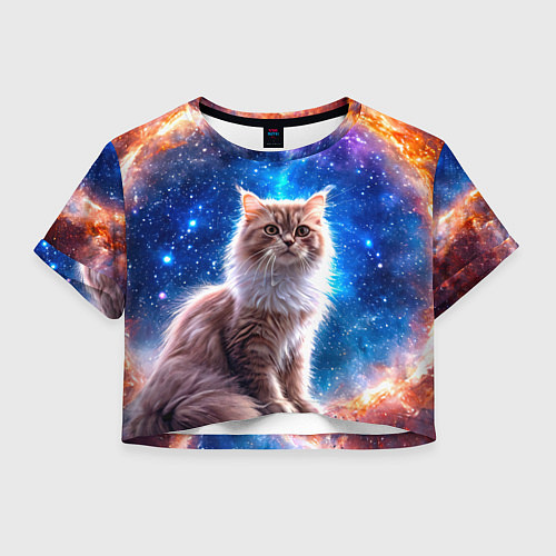 Женский топ Ангорская кошка в космосе / 3D-принт – фото 1