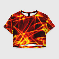 Футболка 3D укороченная женская Огненный трек, цвет: 3D-принт