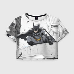 Футболка 3D укороченная женская Бэтмен наблюдает сверху, цвет: 3D-принт