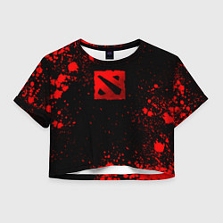 Футболка 3D укороченная женская Красные брызги - Dota 2, цвет: 3D-принт