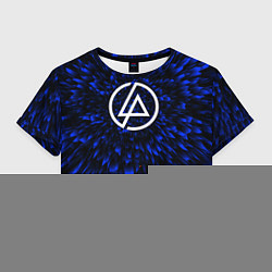 Футболка 3D укороченная женская Linkin Park blue energy, цвет: 3D-принт