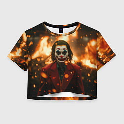 Футболка 3D укороченная женская Джокер огонь и искры, цвет: 3D-принт
