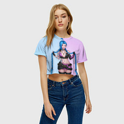 Футболка 3D укороченная женская League of Legends - Jinx, цвет: 3D-принт — фото 2