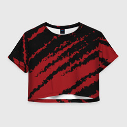 Футболка 3D укороченная женская The color is red and black, цвет: 3D-принт