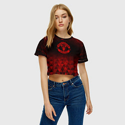 Футболка 3D укороченная женская Manchester United red poly, цвет: 3D-принт — фото 2